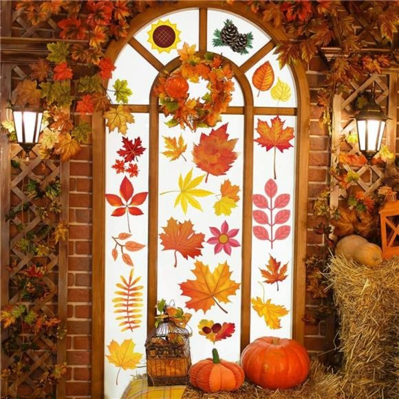 324 PCS Fall Window Clings, Autumn Window Clings Thanksgiving Clings - Picture 5 of 6